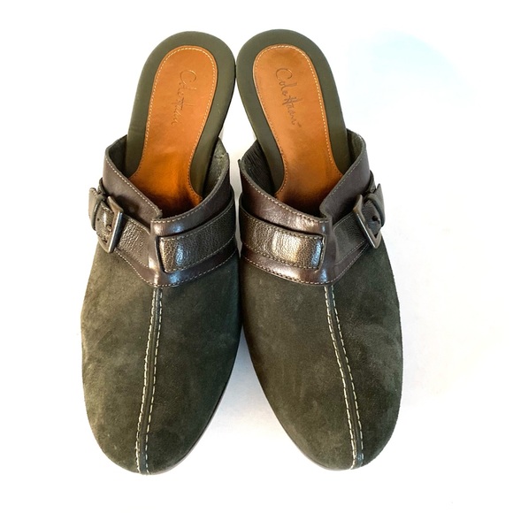 Cole Haan Clogs Mules Women’s Shoes 11 B Dark Green Suede Leather Comfort - Picture 2 of 11
